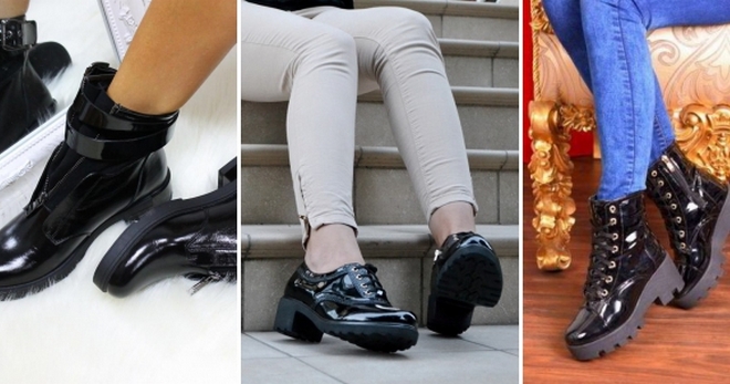 Женские лакированные ботинки – 32 фото модных моделей и образов